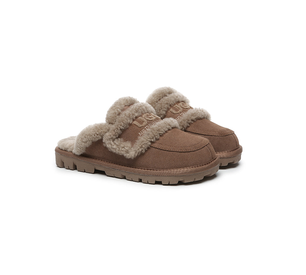 AUSTRALIAN SHEPHERD® UGG Slippers Women Sheepskin Wool Shearling