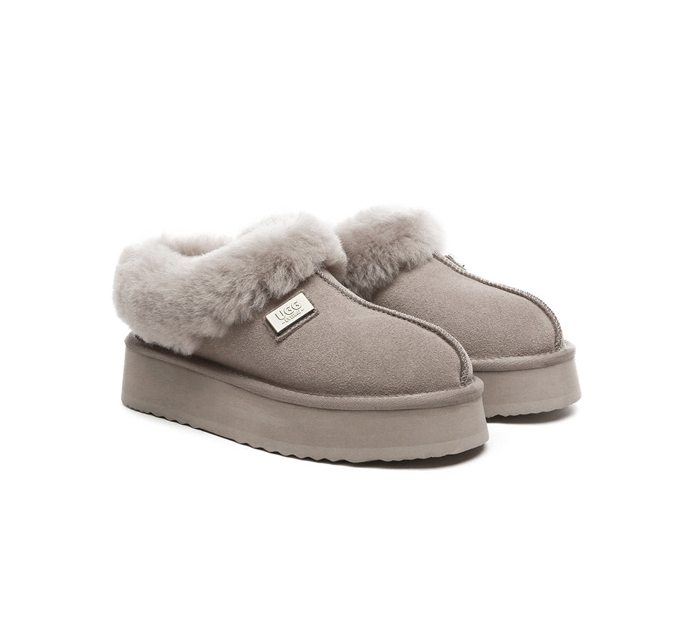 UGG EVERAU® UGG Slippers Women Sheepskin Wool Collar Ankle