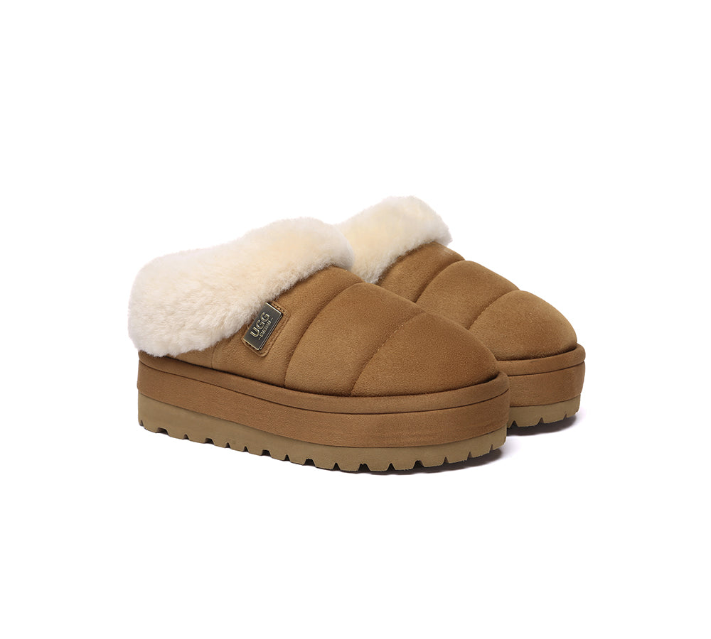 UGG EVERAU® UGG Slippers Women Sheepskin Wool Collar Ankle