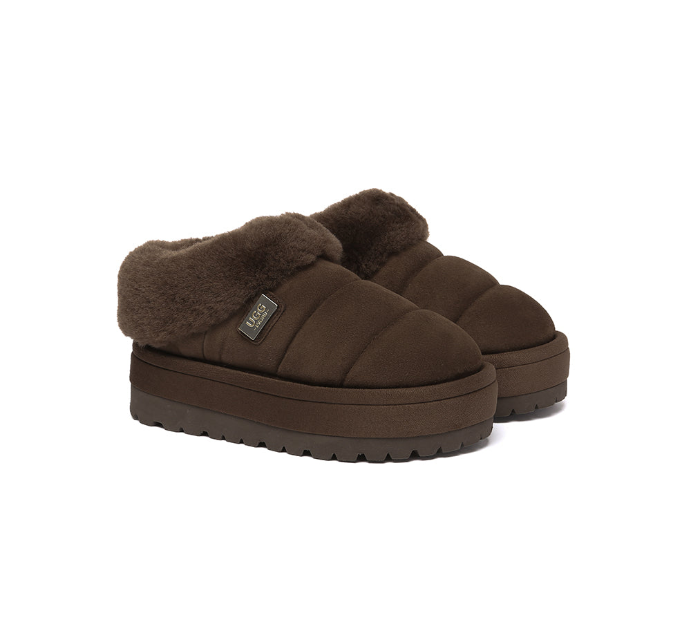 靴 UGG EVERAU ULRIKA PLATFORM chestnut EU39 UGG EVERAU® UGG Slippers Women Sheepskin Wool Collar Ankle