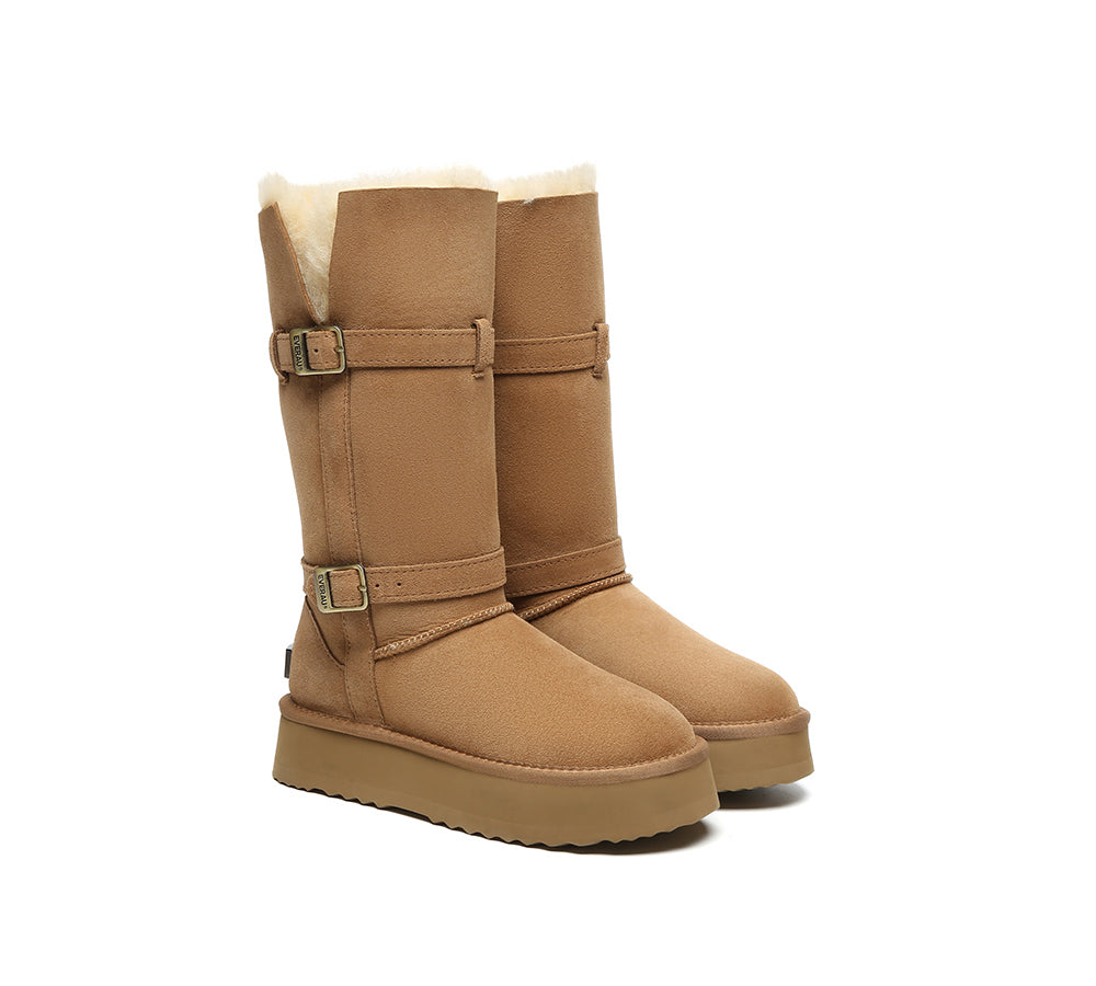 UGG EVERAU® UGG Boots Women Sheepskin Wool Knee High Platform Tall