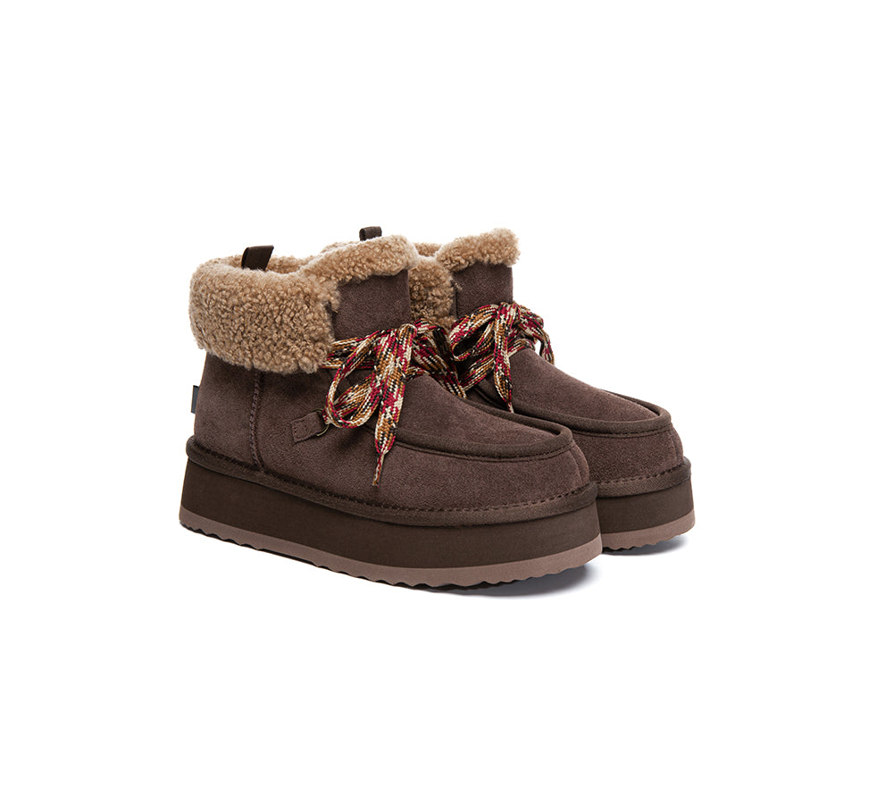 Sheepskin Ugg Lace Up Ankle Boots Womens UGG EVERAU(R) UGG Boots Women Sheepskin Wool Lace Up Ankle Platform Honour  Warm Grey Size AU Ladies AU Men EU 39 BIG W