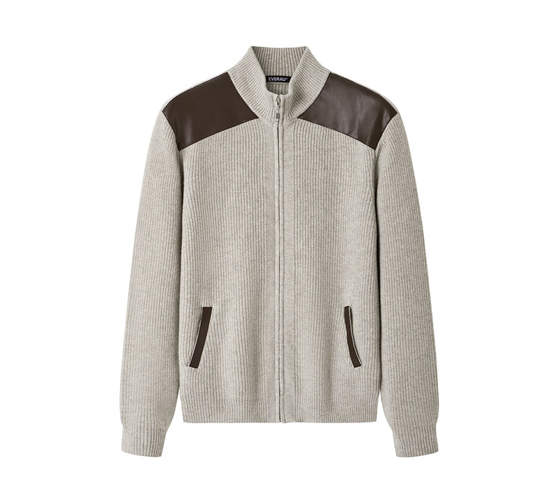 EVERAU® Wool Blend Zip-Up Jacket Stand Collar Urban Style Canver EVERAU