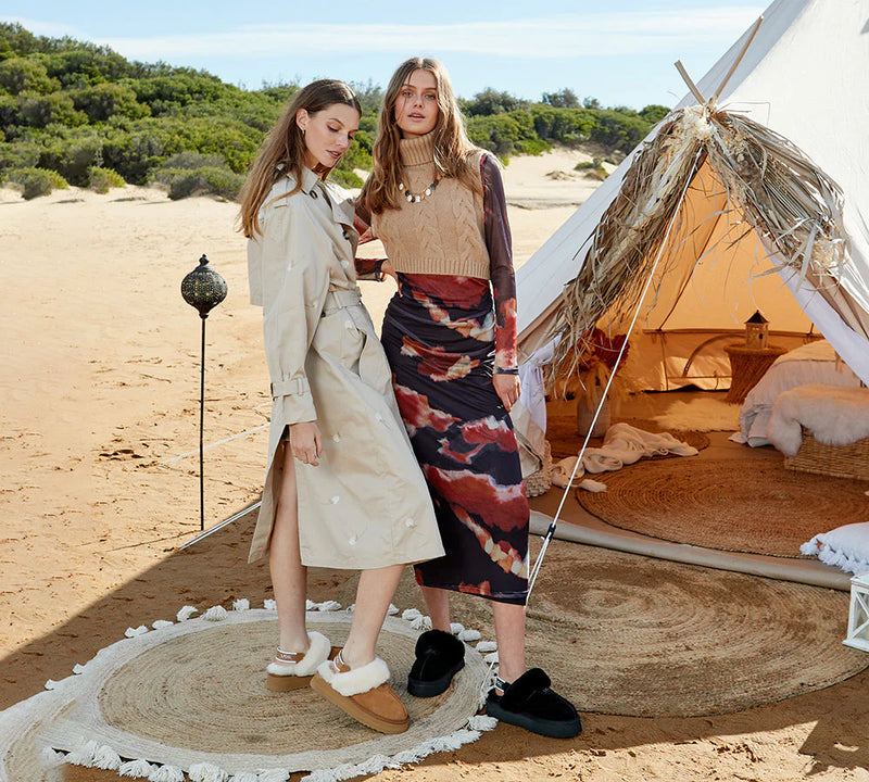 Removable Strap Slingback UGG Slipper Women Waffle Platform