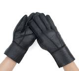 AUSTRALIAN SHEPHERD® Leather Fluffy Sheepskin Wool Stitching Gloves