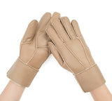 AUSTRALIAN SHEPHERD® Leather Fluffy Sheepskin Wool Stitching Gloves