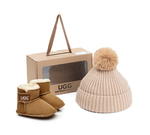 AUSTRALIAN SHEPHERD® UGG Baby Bootie Pom Pom Beanie Gift Pack