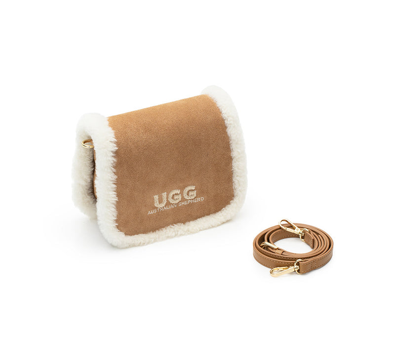 AUSTRALIAN SHEPHERD® Women Fluffy Wool Adjustable Strap Over Shoulder Messenger Bag