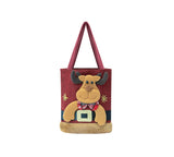 🎁 EVERAU® Christmas Reindeer Snowman Santa Tote Bag Berry (100% off)