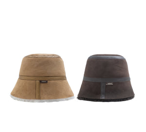 AUSTRALIAN SHEPHERD® Fluffy Sheepskin Wool Bucket Patchwork Hat