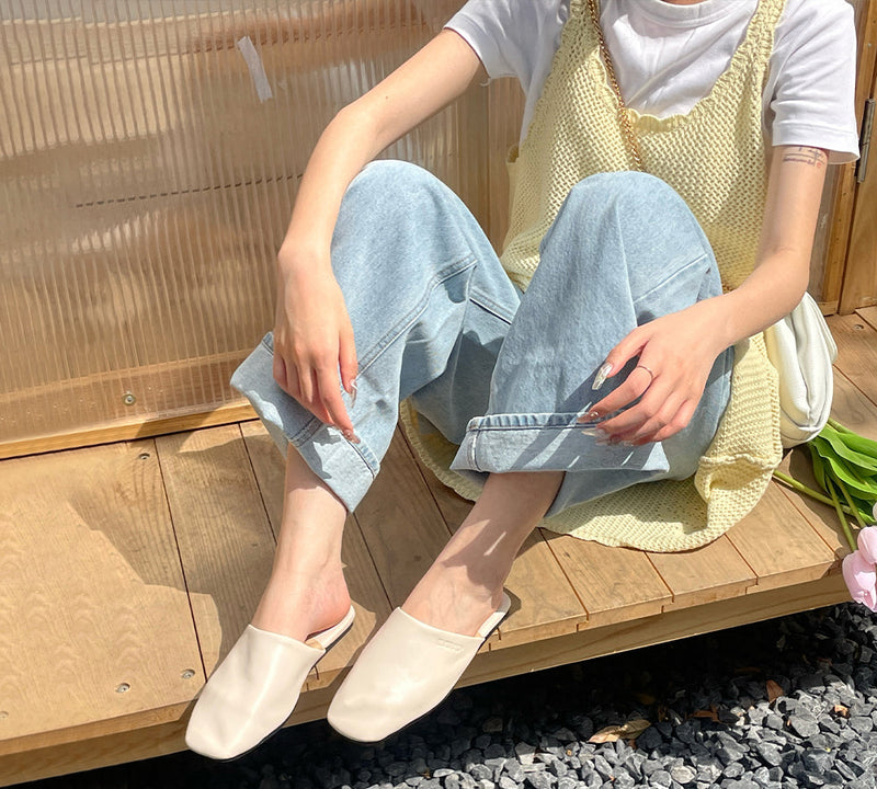 EVERAU® Women Slides Leather Flat Wafaa EVERAU