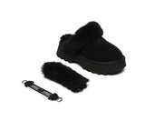 AUSTRALIAN SHEPHERD® 3-Way Style UGG Slippers Women Removable Wool Strap Slingback Chunky Platform Muna