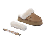 AUSTRALIAN SHEPHERD® UGG Slippers Women Removable Wool Strap Slingback Platform Musa