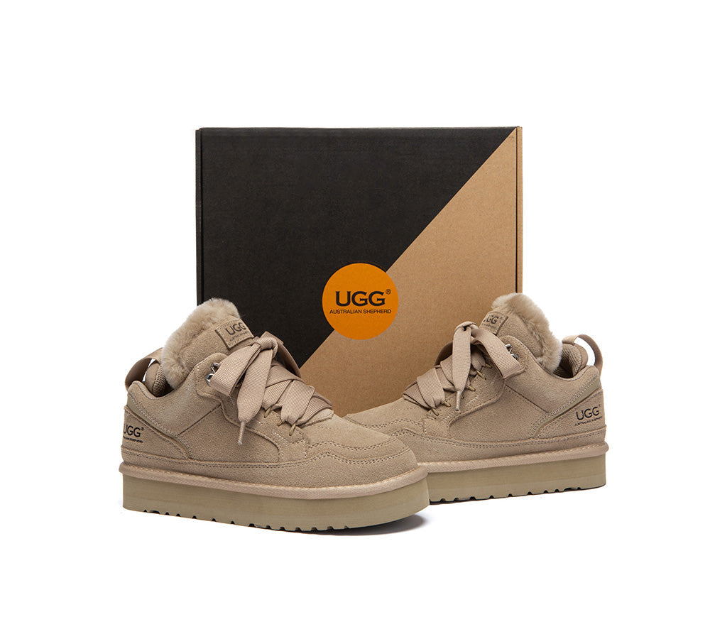 AUSTRALIAN SHEPHERD® UGG Boots Sheepskin Wool Lace Up Platform