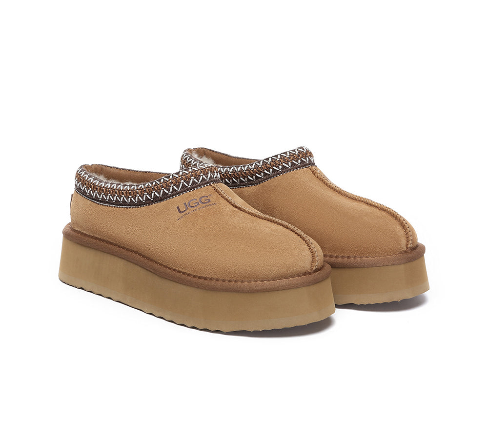 【UGG EXPRESS】Slippers Sheepskin Wool Platform Tazzy Calla AUSTRALIAN SHEPHERD® UGG Slippers Sheepskin Wool Ankle