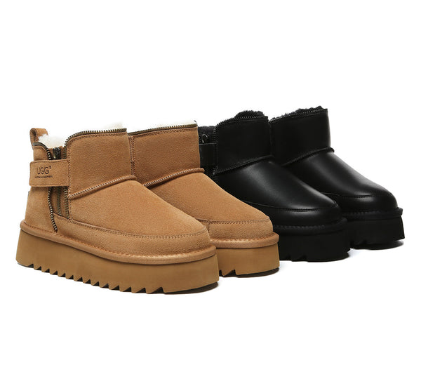 AUSTRALIAN SHEPHERD® UGG Boots Sheepskin Wool Zipper Ankle