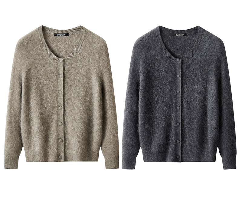 EVERAU® Yak Wool Knit Cardigan Cashmere Blend Loose Fit Morra EVERAU