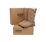 UGG EVERAU® UGG Boots Double Faced Sheepskin Wool Tall Button