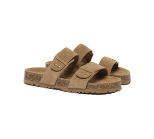 EVERAU® Double Straps Embossed Slip-on Summer Sandal Slides Aurelia