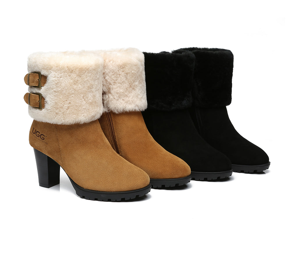 AUSTRALIAN SHEPHERD® UGG Women Shearling Zipper Heel Fashion Boots