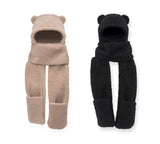 Hats - EVERAU® Hat Scarf And Gloves 3 In 1 Cute Bear Plush Hat