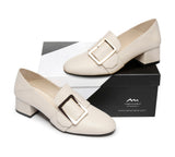 Heels - Leather Low Block Heels Sammi