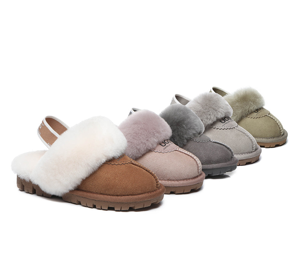 AUSTRALIAN SHEPHERD® UGG Kids Sheepskin Wool Slingback Slippers