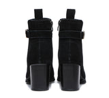 Leather Boots - Leather Zipper Ankle Heel Boots Women Vica