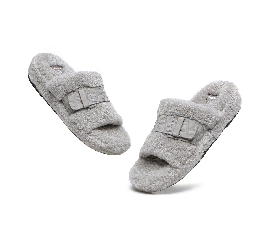 Wool Slides EVERAU® UGG Women Curly Sheepskin Wool Slippers Croft – UGG EXPRESS NZ