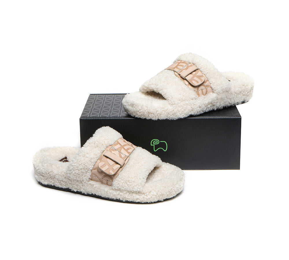 Wool Slides EVERAU® UGG Women Curly Sheepskin Wool Slippers Croft – UGG EXPRESS NZ