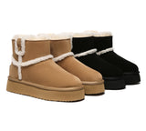 UGG Boots - EVERAU® UGG Women Sheepskin Wool Shearling Lined Ankle Boots Schunck Platform