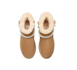 UGG Boots - EVERAU® UGG Women Sheepskin Wool Shearling Lined Ankle Boots Schunck Platform