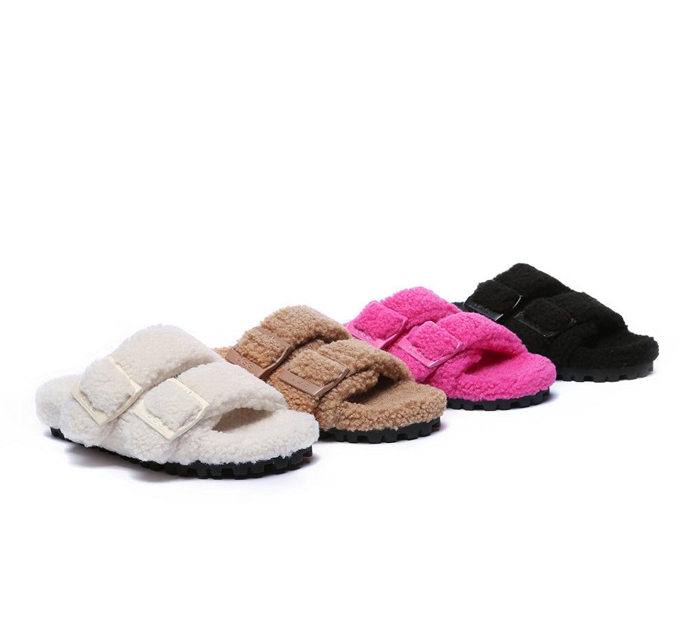 AUSTRALIAN SHEPHERD® UGG Women Shearling Buckle Sandal Slides
