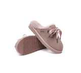 UGG Slippers - UGG Slippers Women Sheepskin Wool Ribbon Bow Ruby