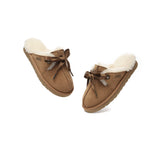 UGG Slippers - UGG Slippers Women Sheepskin Wool Ribbon Bow Ruby