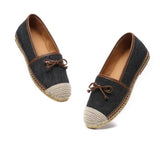 Espadrilles - Women Leather Slip-on Bow Flat Espadrilles Esther