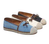 Espadrilles - Women Leather Slip-on Bow Flat Espadrilles Esther