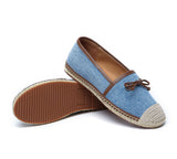 Espadrilles - Women Leather Slip-on Bow Flat Espadrilles Esther