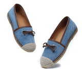 Espadrilles - Women Leather Slip-on Bow Flat Espadrilles Esther