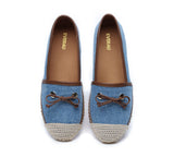 Espadrilles - Women Leather Slip-on Bow Flat Espadrilles Esther