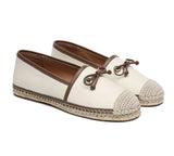 Espadrilles - Women Leather Slip-on Bow Flat Espadrilles Esther