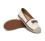 Espadrilles - Women Leather Slip-on Bow Flat Espadrilles Esther