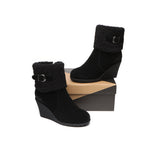 Fashion Boots - Zipper Sheepskin Shearling Wedge Fashion Boots Women Joanna