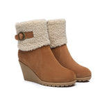 Fashion Boots - Zipper Sheepskin Shearling Wedge Fashion Boots Women Joanna