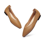 Flats - Pointed Toe Leather Ballet Flats Women Everly