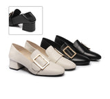 Heels - Leather Low Block Heels Sammi