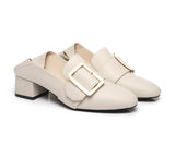 Heels - Leather Low Block Heels Sammi