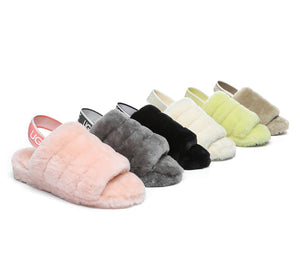 Slides - AS UGG Women Fluffy Slides Puffy