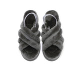 Slides - AS UGG Women High Platform Cross-over Fluffy Slides Aditi