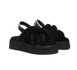 Slides - AS UGG Women High Platform Cross-over Fluffy Slides Aditi